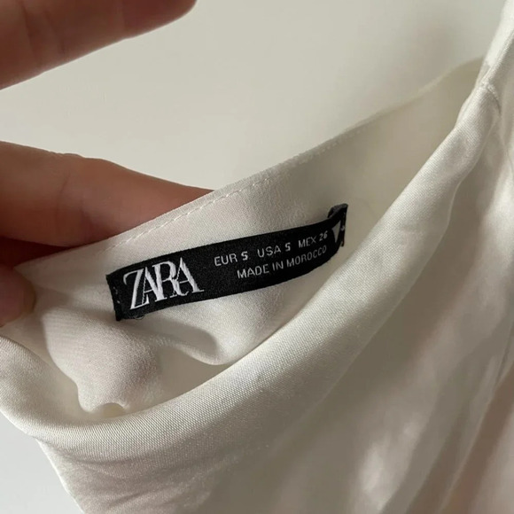 Zara Satin Effect Cowl Neck Slip Mini Dress White Sz Small Blogger Fav - Picture 10 of 11